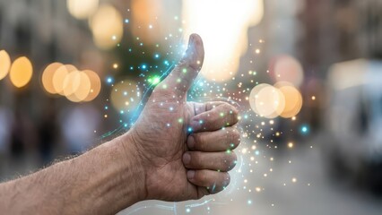 Thumbs Up with Magical Sparkles. Ai generation