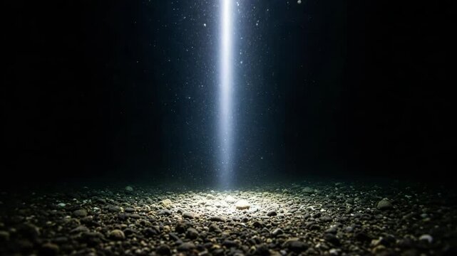 Ethereal light beam illuminating dark ground 4k video