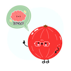 Red currant character having a smart idea moment