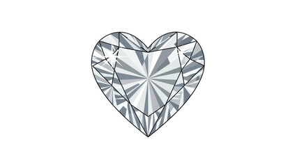 Heart-shaped diamond crystal on white background illustration