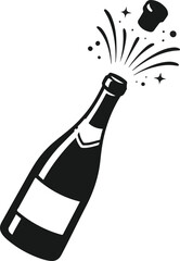 Champagne icon. Black silhouette of a champagne bottle. Iconography. Vector
