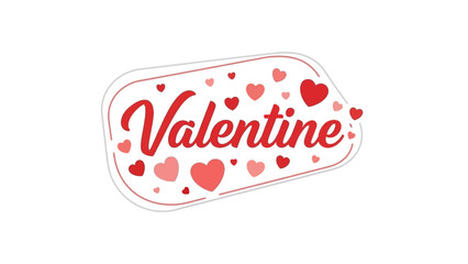 Valentine's Day themed logo with red hearts and cursive text