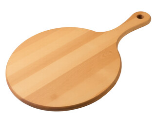 A wooden cutting board placed on a white surface, ready for use