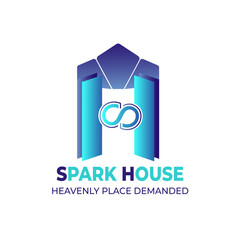 Spark House Logo Design Vector