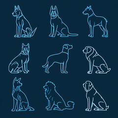 A service dog in a dynamic pose during an active mission with its handler. The illustration highlights discipline, strength, endurance, and professional training in police and special forces work