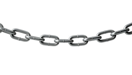 Obraz premium A close-up shot of a metallic chain suspended against a black background. The chain links are interlocked and reflective