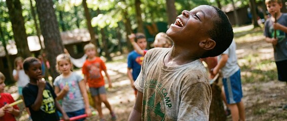Kid having fun on summer vacation - holiday childhood fun