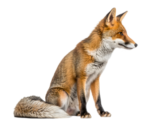 Fox Sitting Gracefully, Isolated Wildlife Portrait Highlighting Elegance, Natural Beauty, and Serene Animal Behavior