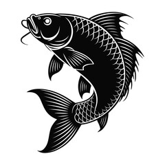Fototapeta premium Black and white koi fish with detailed scales and fins
