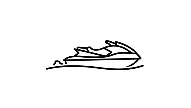 Jet ski line icon, personal watercraft silhouette.