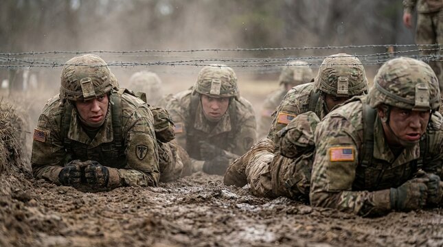 group of soldiers - platoon on battlefield