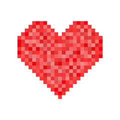 Bright Red Pixel Heart: Love Symbol for Digital Valentine Campaigns and Romance Branding