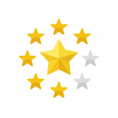 Fototapeta premium Gold Stars Rating System with a Central Star and Dimmed Outlined Shapes