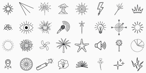 Collection of various starfish and sea creatures isolated on transparent background