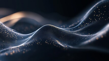 Futuristic abstract wave of light shows artificial intelligence and data processing in dark space with smooth gradients