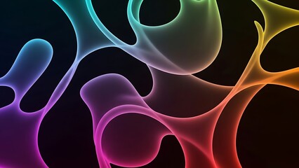 Colorful abstract shapes on black background neon colors