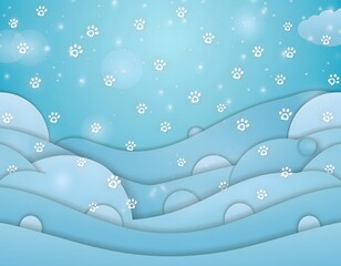 Soft Blue Pet Care Template with Tiny Paw Icons, Gentle Minimal Design for Animal Services, Veterinary, and Pet Branding