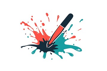 Vibrant pen creating colorful art splash