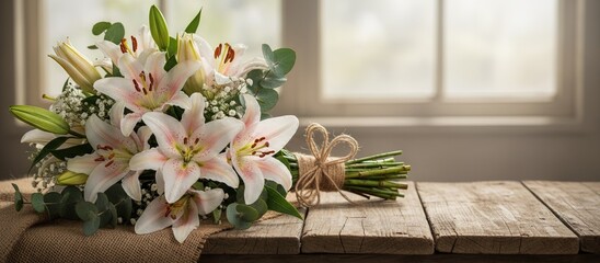 beautiful bouquet of appealing lily flowers