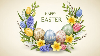 Classic Luxury Easter Card with Soft Cream Background