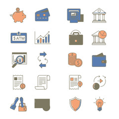Finance and Banking Icon Set &ndash; Money Accounting Investment Vector Collection