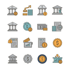 Finance and Banking Icon Set &ndash; Money Accounting Investment Vector Collection