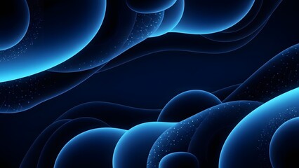 An abstract blue fractal background features a light motion pattern of microscopic bacteria and cell structures swirling through a dark science space illustration with a plasma energy wave texture