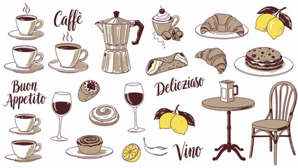 Cafe Coffee Doodle Illustration Set &ndash; Hand Drawn Coffee Shop Vector Collection
