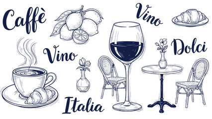 Cafe Coffee Doodle Illustration Set &ndash; Hand Drawn Coffee Shop Vector Collection