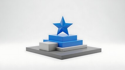 blue star on top of stacked rectangular blocks on gray base