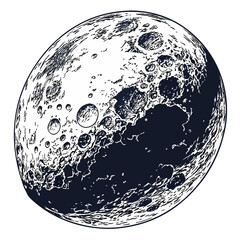 Naklejka premium Detailed shadow mapping of moon in orbit white background