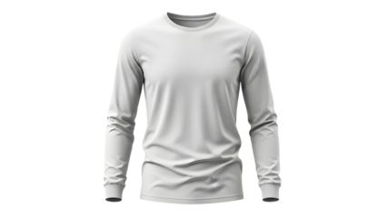 Blank white long sleeve t-shirt mockup template isolated PNG with Transparent Background