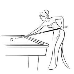 a female billiard player at a game. icon