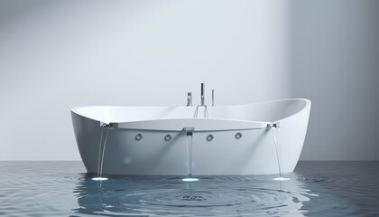 Minimal White Jacuzzi Bathtub with Soft Water Flow &ndash; Clean 3D Product Shot