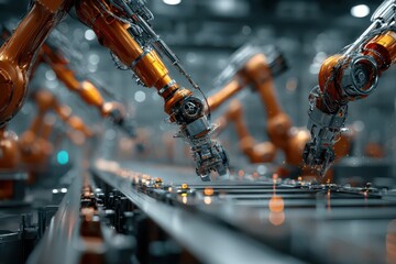 Industrial Robotic Arms on Automated Assembly Line