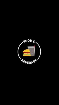 Hospitality Animated Icon Badge &ndash; White Outline, Transparent (Alpha) BKG, (Vertical 4K)