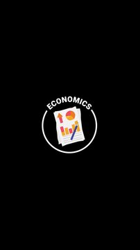 Economics Animated Icon Badge &ndash; White Outline, Transparent (Alpha) BKG, (Vertical 4K)