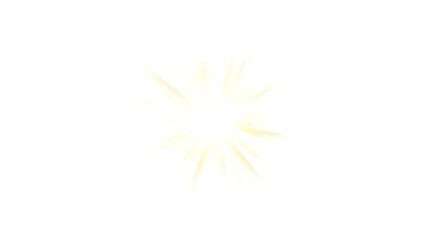 A golden light emanates from a sun-like core, featuring an intense white center and soft golden rays. It creates a motion blur and radial glow against a pure white background, reminiscent of an ethere