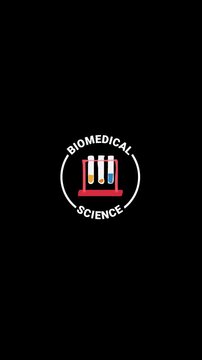 Biomedical Science Animated Icon Badge &ndash; White Outline, Transparent (Alpha) BKG, (Vertical 4K)