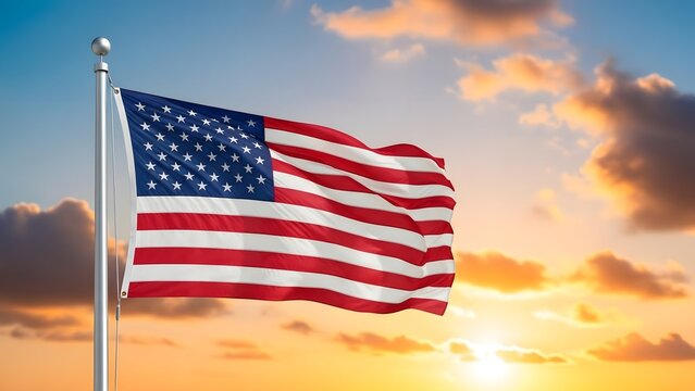 Celebrating national freedom day under the american flag at sunset - Powered by Adobe