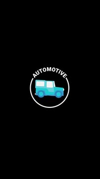 Automotive Animated Icon Badge &ndash; White Outline, Transparent (Alpha) BKG, (Vertical 4K)