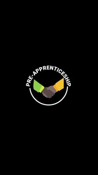 Pre-Apprenticeship Animated Icon Badge &ndash; White Outline, Transparent (Alpha) BKG, (Vertical 4K)
