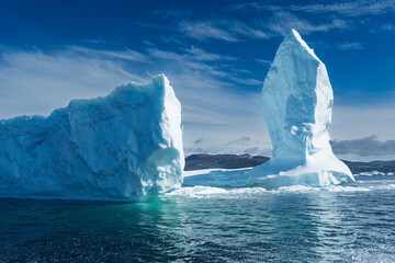 Closeup of Blue Glacial Ice in Disko Bay, Greenland © Michel