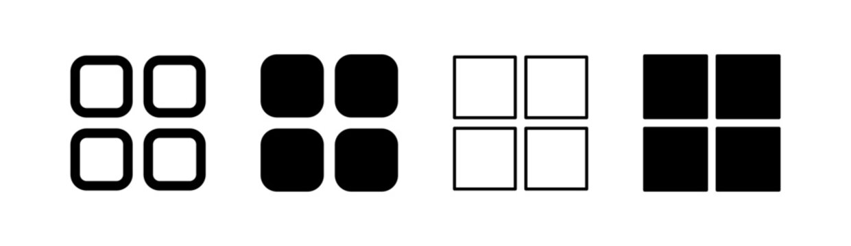 A set of four grid icons with different designs for web and app user interface