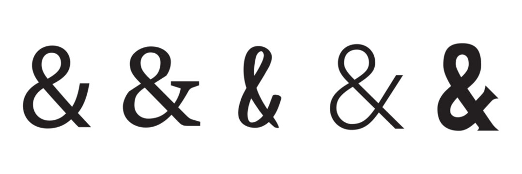 & Ampersand symbol icon. And black sign