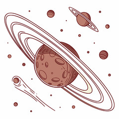 Mars like rocky planet in soft dust ring white background © shahin10