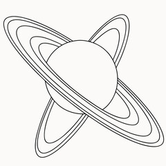 Black and white line of a planet with ring system saturn © shahin10