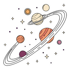 Cartoon solar system planets and stars space © shahin10