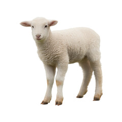 Young Lamb Standing. Symbol Of Innocence And New Beginnings. Isolated On Transparent Background