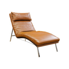 Modern Leather Chaise Lounge Chair. Luxury Furniture For Relaxation And Interior Design. Isolated On Transparent Background